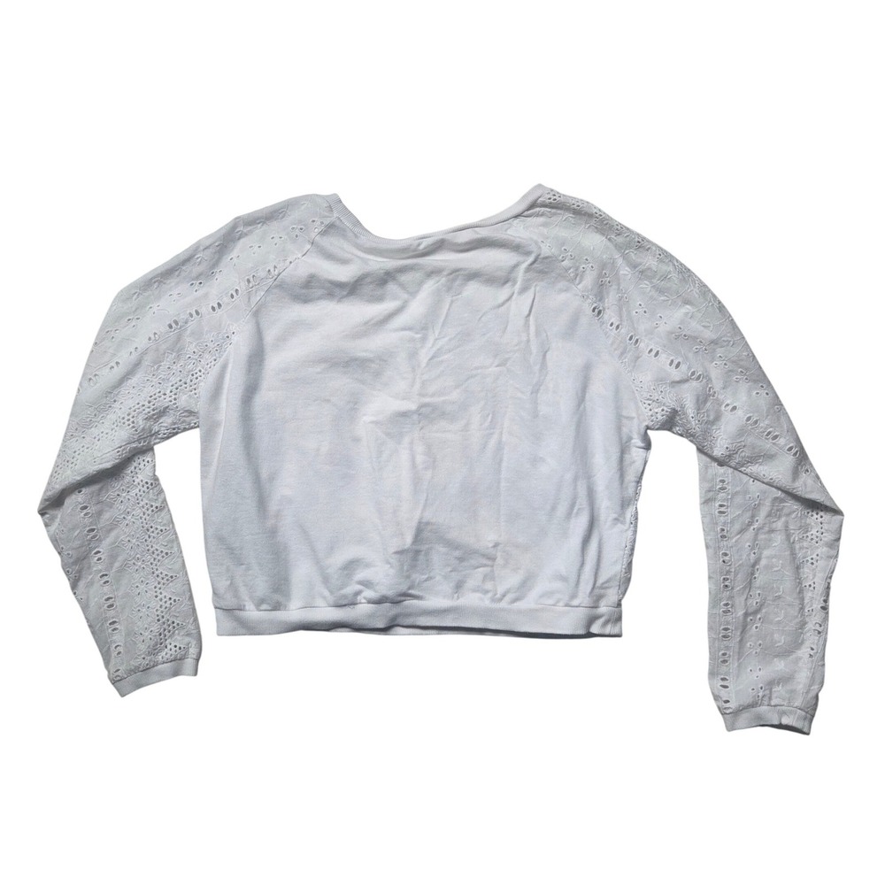 Pimkie White Eyelet Lace Long Sleeve Top‎ Cozy Soft Coquette Feminine Crewneck - Picture 3 of 9
